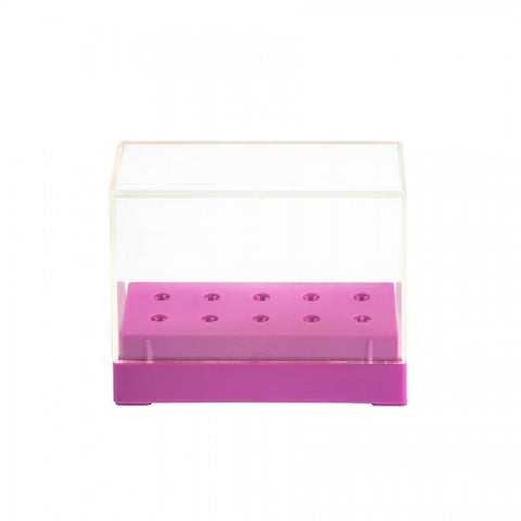 Milling cutter box with lid for 10 milling cutter attachments pink