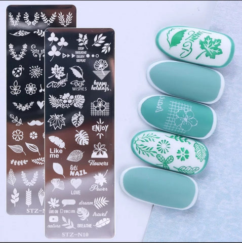 Stamping Plate Stencil Various Leaves and Sayings STZ-N10