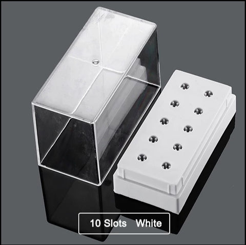 Milling cutter box with lid for 10 milling cutter attachments white