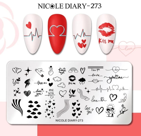 Stamping Plate Stencil Love, Hearts, Valentine Motifs ND-273
