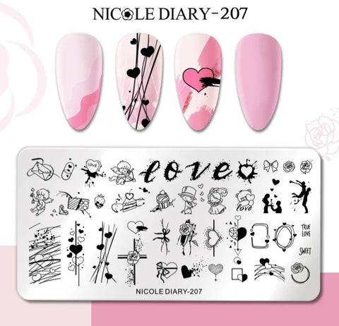 Stamping Plate Stencil Love, Hearts, Valentine Motifs ND-207