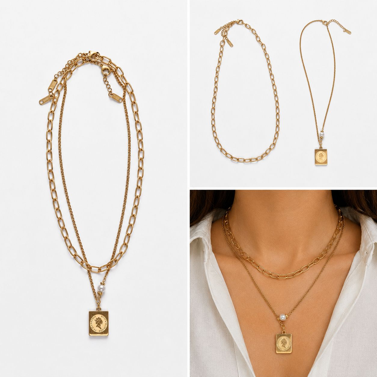 Collana asimmetrica elegante in oro (bijoux) 6