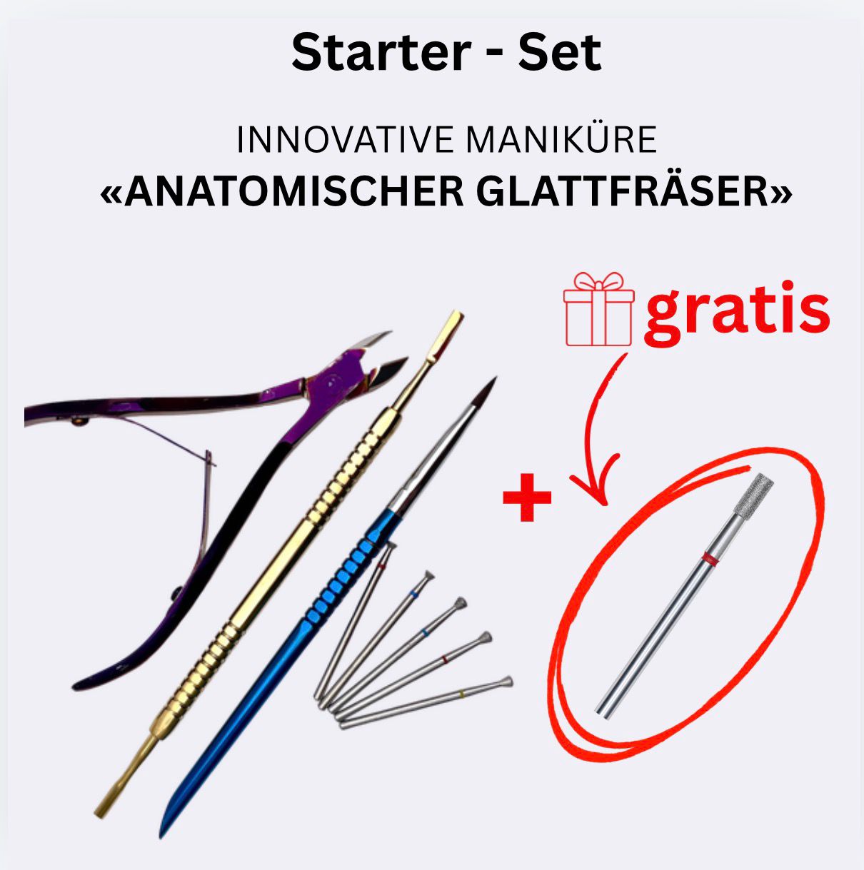 Starter-Set Innovative Maniküre "Anatomischer Glattfräser"+ Bit Zylinder-Gratis (Lysaya Freza)