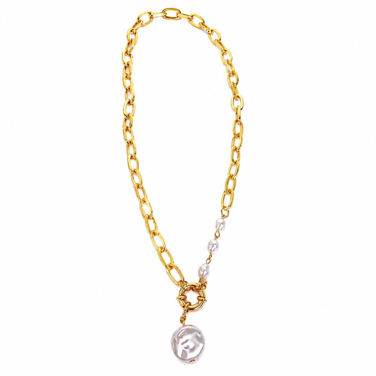 Stylish asymmetrical necklace in gold (fashion jewelry) 4