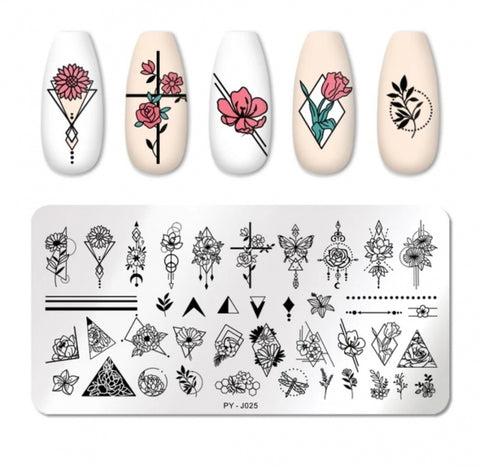 Stamping Platte Schablone Blumen PY-J025