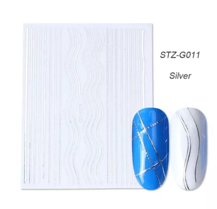 Sticker stretchable lines and dots silver