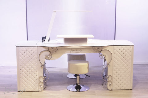 Nail table 'EXCLUSIVE' including fine dust extraction A-400 RomanTisch with 2 add-on cabinets with 4 drawers each 