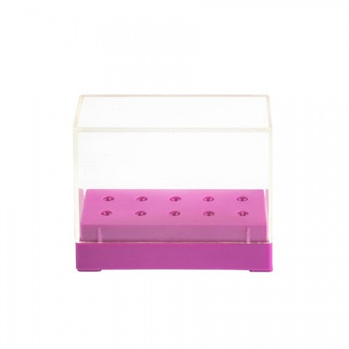 Fräserbox mit Deckel für 10 Fräseraufsätze rosa