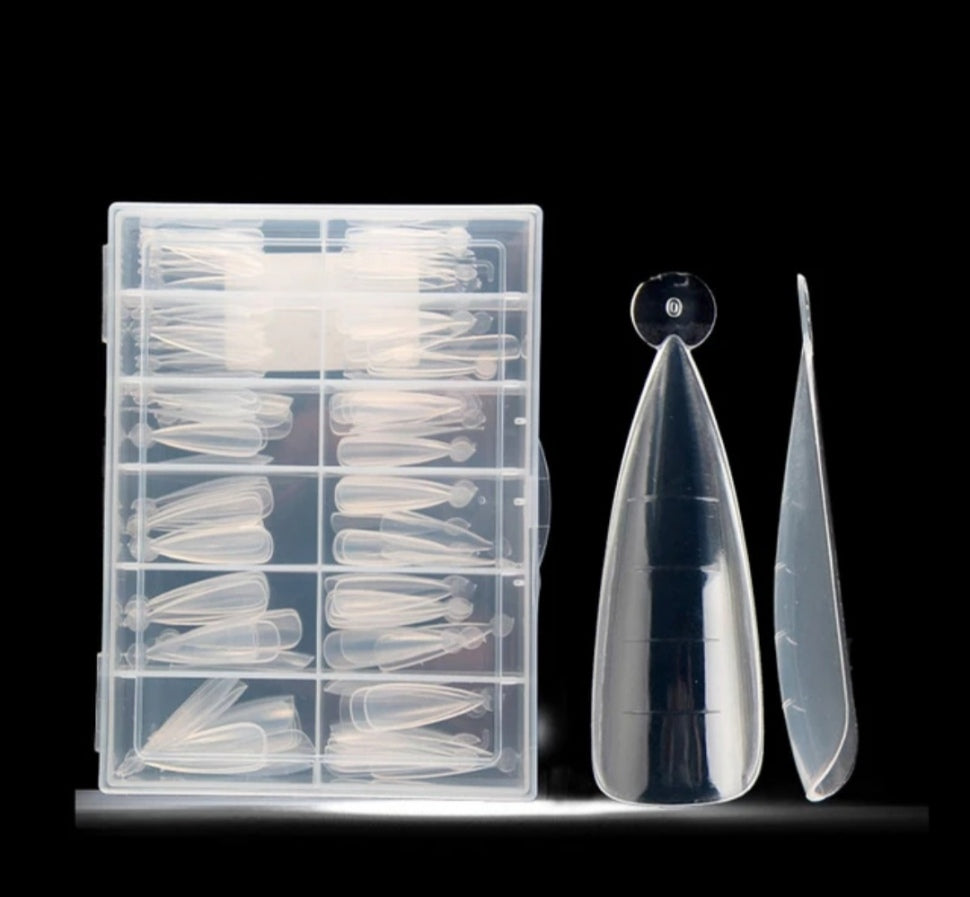Dual nail tips clear stiletto 10pcs.