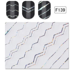 Sticker strisce elastiche iridescenti argento F139