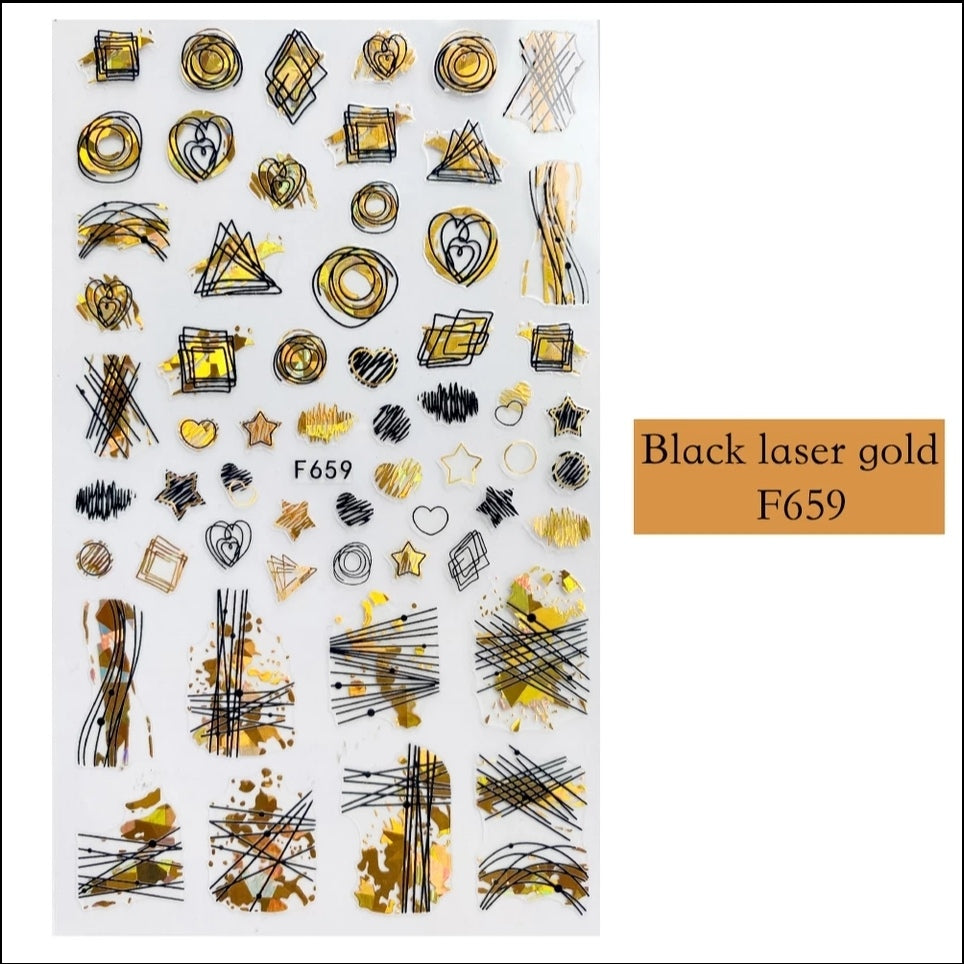 Sticker shapes in black and gold F659