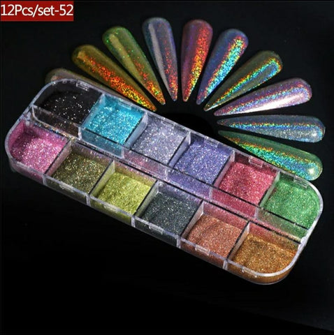 Set di polvere glitter finissima 12 colori