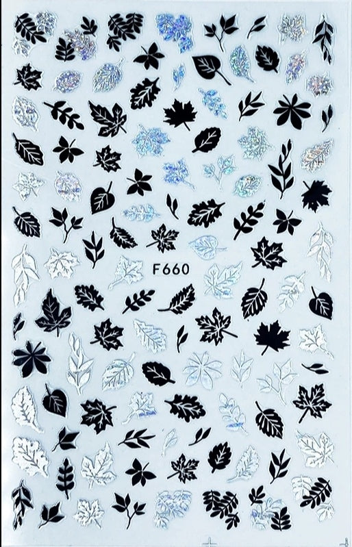 Sticker Foglie Autunnali in nero-argento