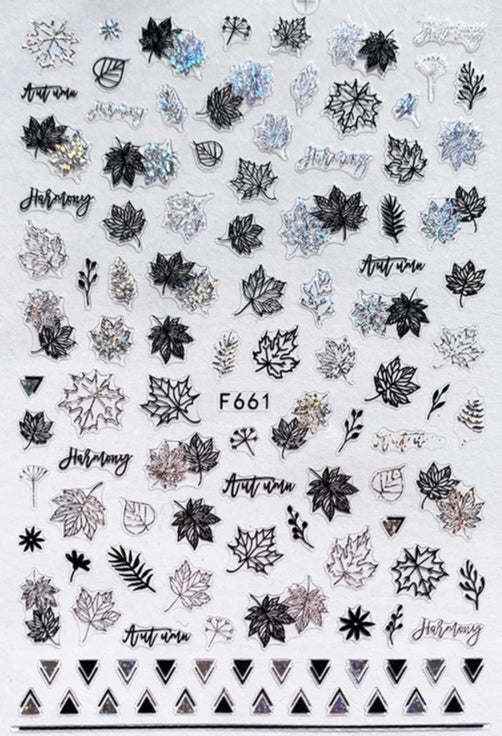 Sticker Herbstblätter in schwarz-silber