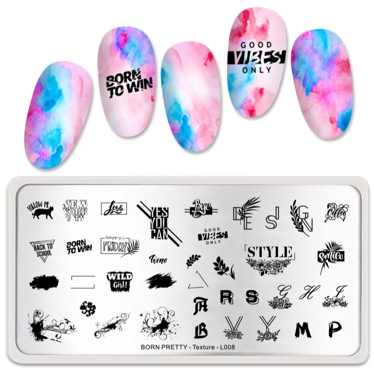 Stamping Plate Stencil Testi e Frasi L008
