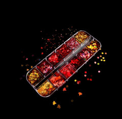 Набор для нейл-арта Осень с кленовыми листьями, бабочками и пайетками