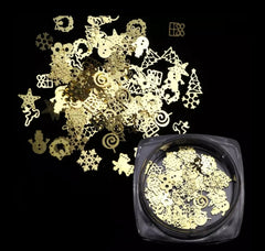 Нейл-арт Рождество в золотых миниформах