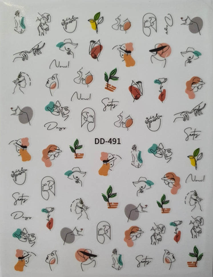 Sticker Gesichter DD491 (Wasserlösliche Aufkleber)