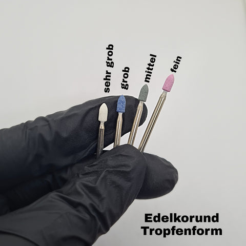 Fräseraufatz Edelkorund in 2 Körnungen (tropfenform)