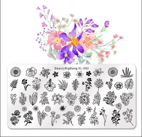 Stamping Platte Schablone Blumen BB_XL-092