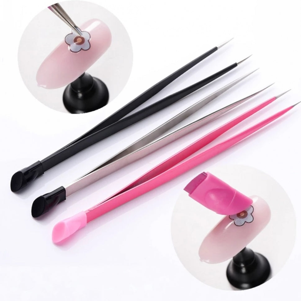 Pinzetta per Nail Art in acciaio inossidabile rosa