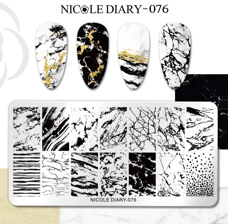 Piastra di Stamping Schablone Effetto Marmo ND-076