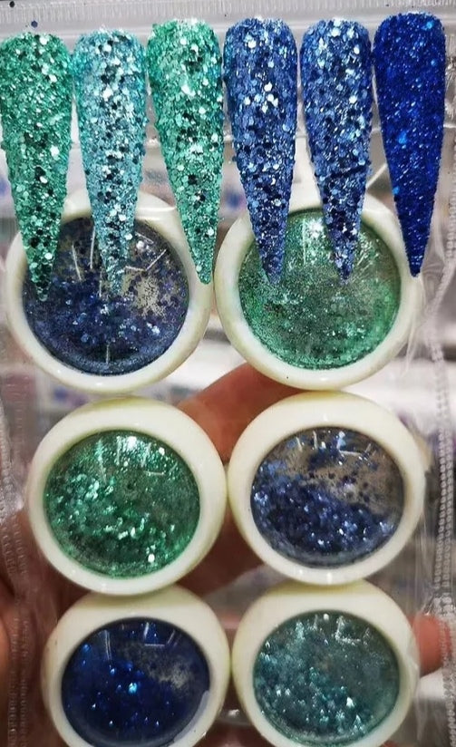 Set di Glitter Deluxe per Nailart 6 Colori
