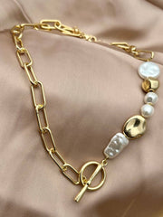 Стильное асимметричное ожерелье в золоте (модные украшения)