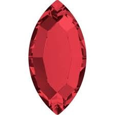 Strassstones "2200 Navette Flat Back Crystal Scarlet" rossi 6 pz. (8mmx4mm) di Swarovski