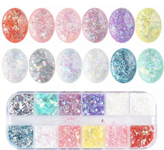 Set di glitter per unghie 12 colori