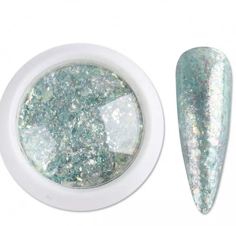 Glitter Flocken opal Blau-Türkis