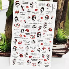 Sticker self-adhesive love and texts