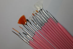 Set di pennelli per diverse applicazioni di nail art e modellatura (15 pz.)