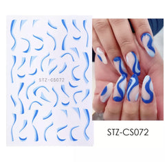 Sticker self-adhesive abstract blue waves