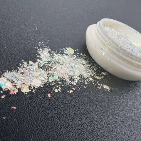 Glitter Flocken opal White-Gold Holographie