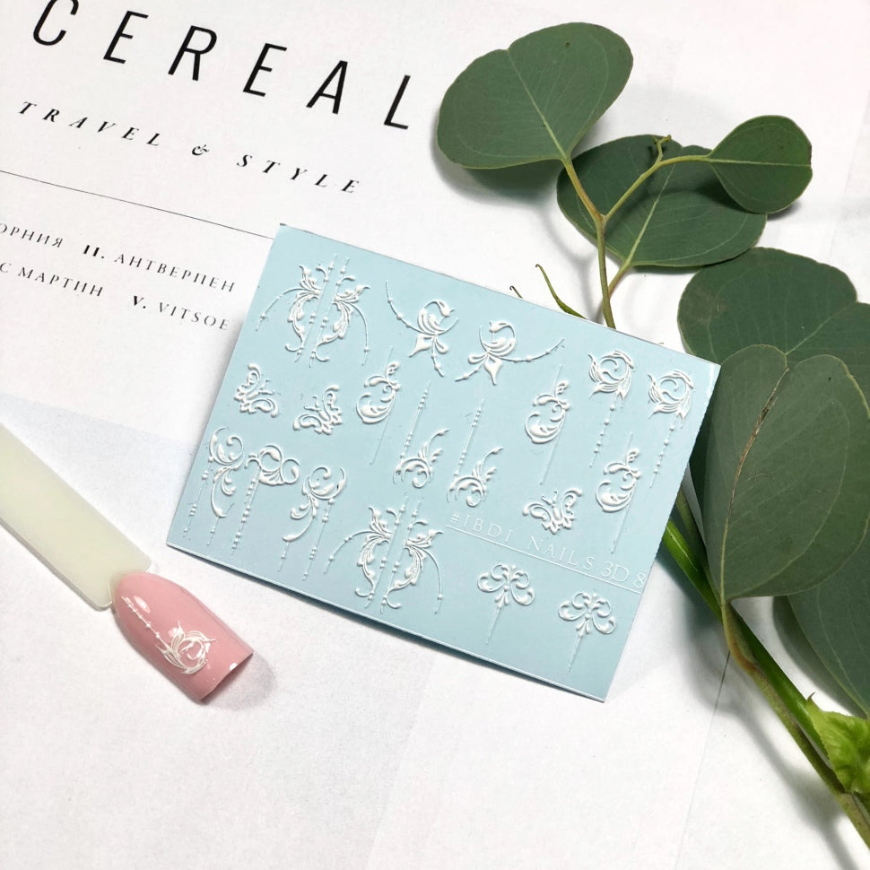 Sticker VENZEL 3D 8 bianco IBDI Nails