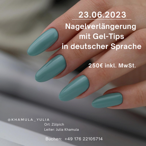 Kurs mit Geltips (live) bei Julia Khamula (Dauer 8 Std.) in 53909 Zülpich am 23.06.2023 mit deutscher Übersetzung