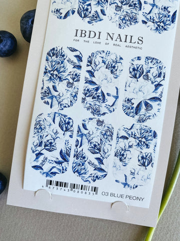 NailArt Wrap 03 Blue Peony von IBDI Nails