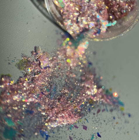 Glitter Flocken opal Pink Holographie