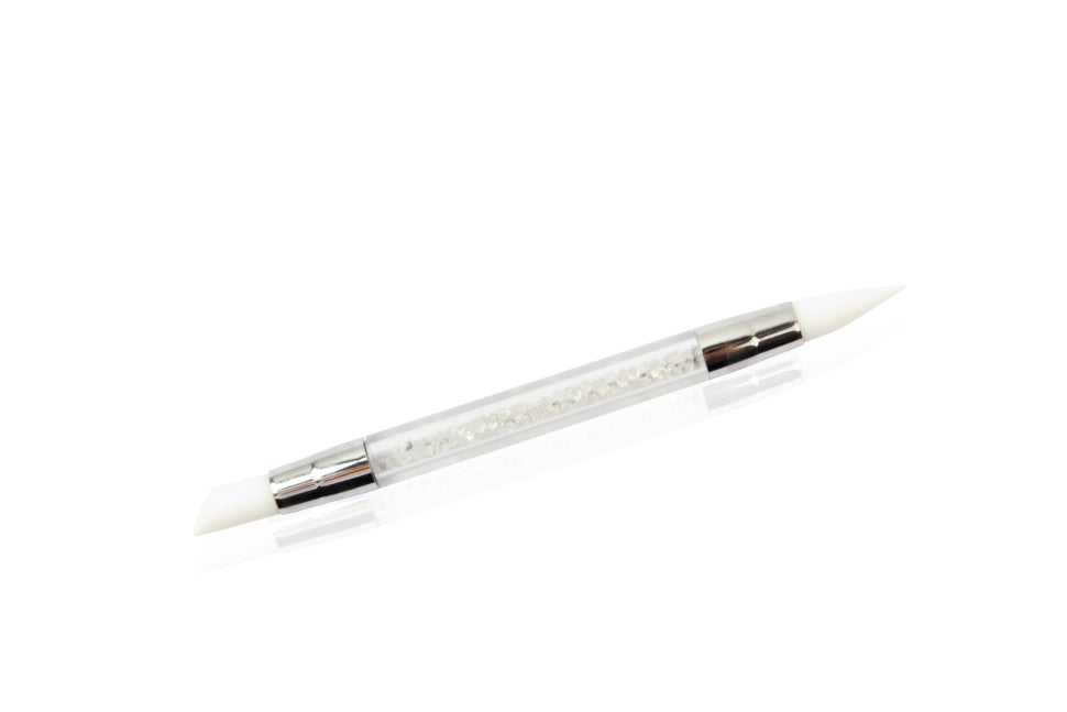 Pennello in silicone per nail art bianco doppia faccia