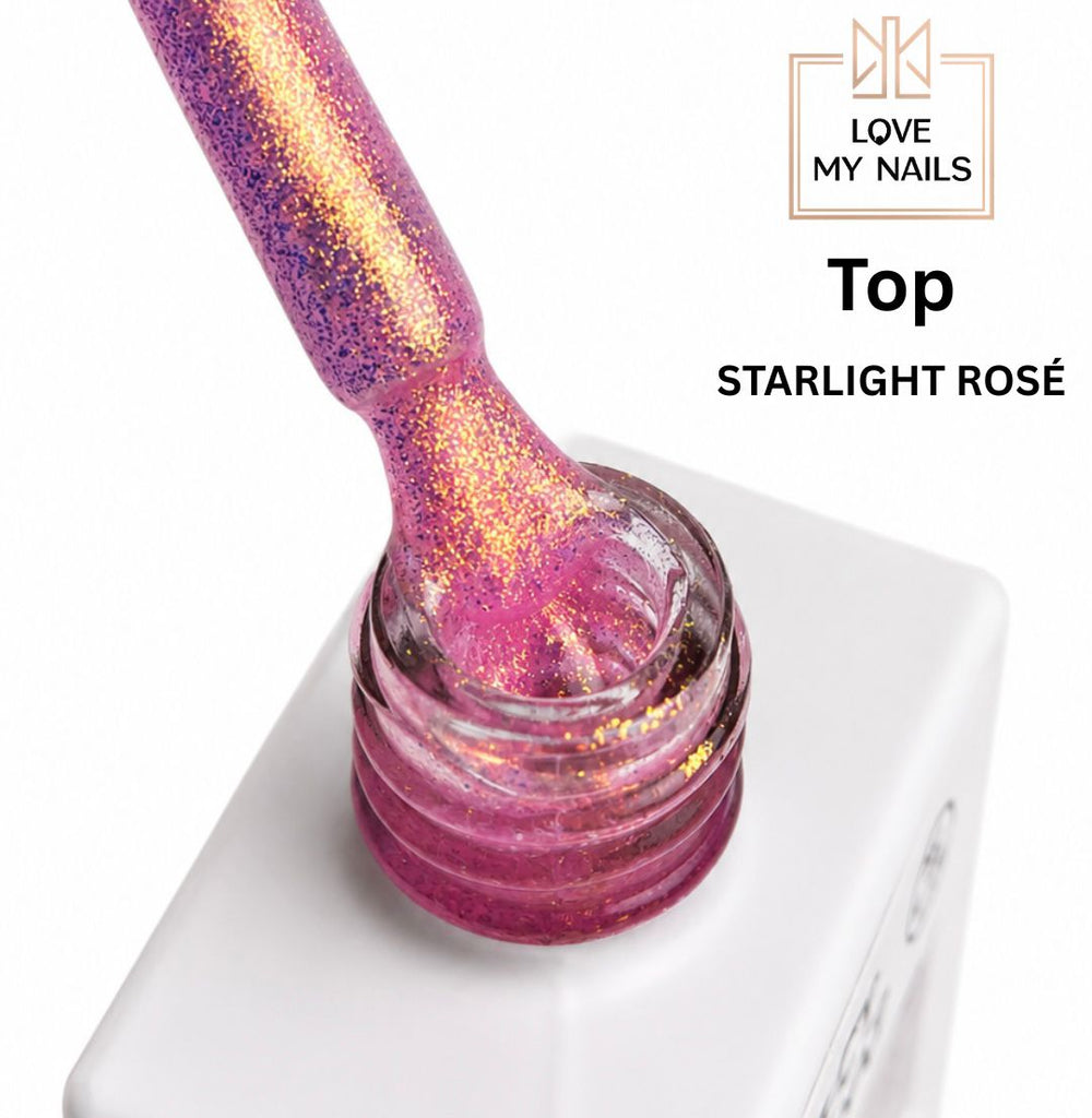 Glitter Top Coat Starlight Rose NO WIPE 12ml von Love My Nails (TPO-free)