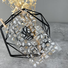 Стикер Фламинго в бело-золотом цвете F656