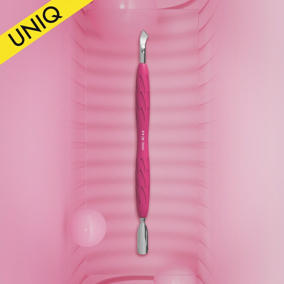 Nagelhautschieber mit Silikongriff "Gummy" UNIQ 10 TYP 4.2 (schmaler runder Schieber + gebogene Klinge)