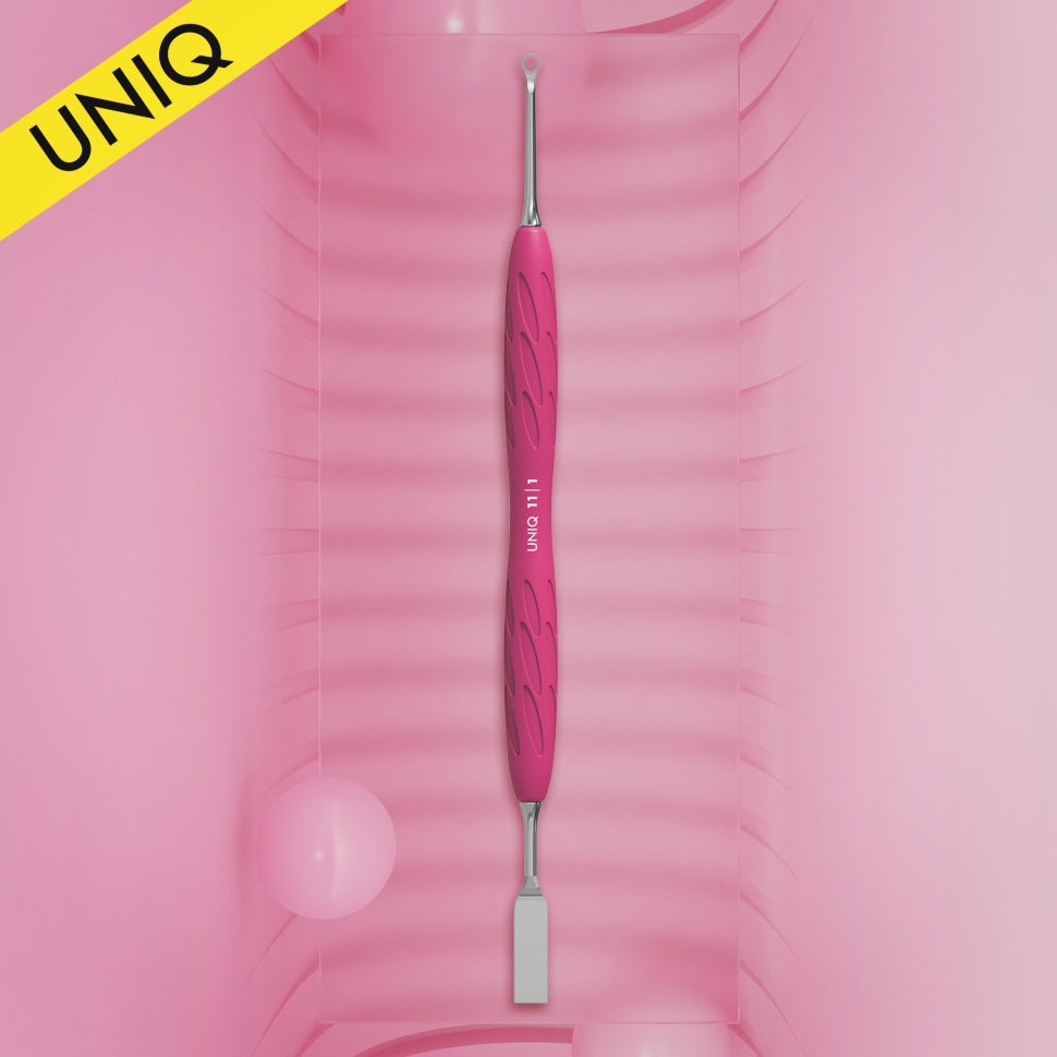 Nagelhautschieber mit Silikongriff "Gummy" UNIQ 11 TYP 1 (flacher gerader Schieber + Ring)