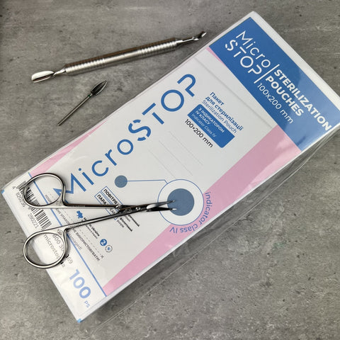 Buste di sterilizzazione 100 pz. in 3 dimensioni bianche di MicroSTOP adatte per sterilizzatore a calore secco e autoclave
