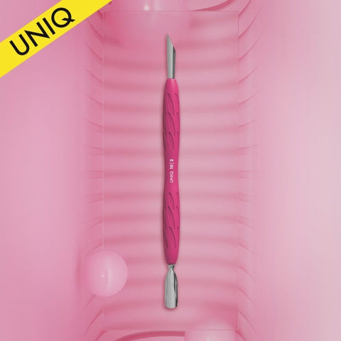 Pusher for cuticles with silicone handle (sterilisable) STALEKS UNIQ PQ10/2 (narrow round pusher + slanted pusher)