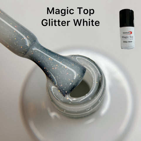 Magic Top No Wipe Versiegler Glitter White (Glanzgel ohne Schwitzschicht) 10ml von Trendnails