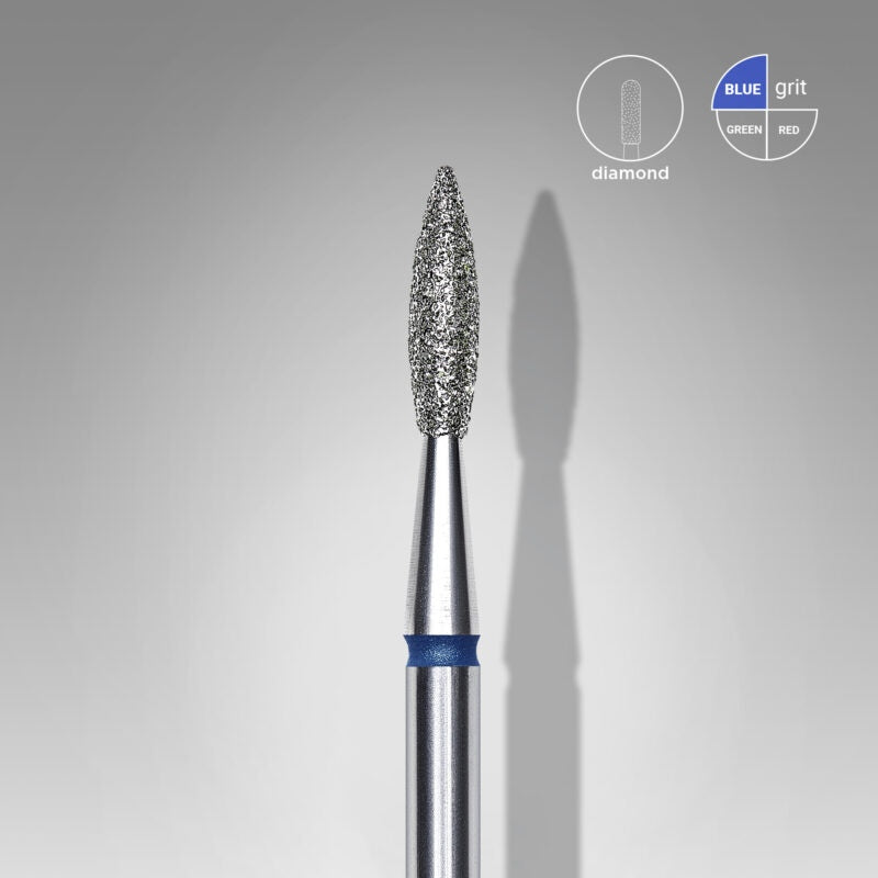 Milling cutter attachment flame 'SPITZ' diamond bit medium (blue) in sizes: 1.6 - 2.1mm from STALEKS