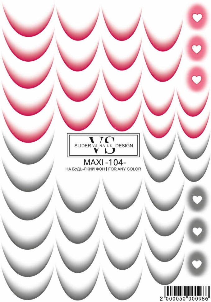 Slider maxi (adesivi rimovibili in acqua) 104 di VS Nails