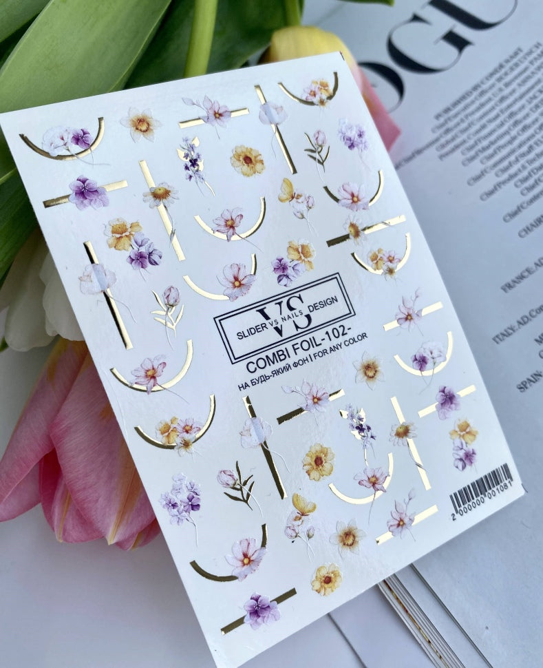 Слайдер с пленкой (водорастворимые наклейки) от VS Nails 102 COMBI FOIL
